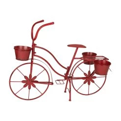 Wholesale 👍 Glitzhome® 25.98" Red Metal Bicycle Planter 🔔