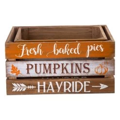 Promo π Glitzhome® Wooden Pumpkin Crate Set π
