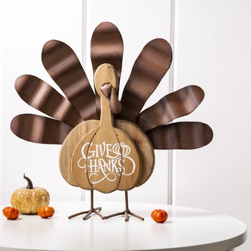 Cheapest π₯° Glitzhome® 12" Wood & Metal Turkey Tabletop Accent π 4 Cheapest π₯° Glitzhome® 12" Wood & Metal Turkey Tabletop Accent π - Image 2
