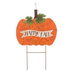Cheap ⌛ Glitzhome® 30" Orange Metal Rusty Pumpkin Yard Sign 🔥