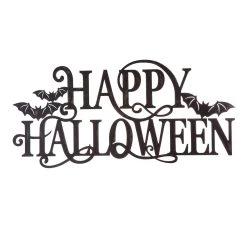 Promo π Glitzhome® Black Metal Happy π Halloween Wall Sign π