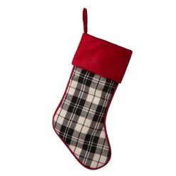 Promo 🔔 Glitzhome® 20" Black & White Plaid 🎁 Christmas Stocking 🌟