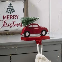 Flash Sale 💯 Glitzhome® 5.3" Red Car & Tree Stocking Holder 💯 -Glitzhome Sales D231668S 3