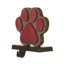 Wholesale ❤️ Glitzhome® 6.3" Red & Brown Paw Stocking Holder ✔️ -Glitzhome Sales D231673S 3