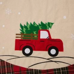 Cheap 👍 Glitzhome® 48" Fabric Red Truck ❄ Christmas Tree 👗 Skirt 💯 -Glitzhome Sales D231683S 3