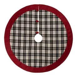 New π― Glitzhome® 48" Black & White Plaid Fabric π
Christmas Tree π Skirt with Red Trim π