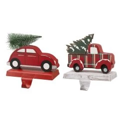 Promo π Glitzhome® 6" Red Car & Truck Stocking Holder Set βοΈ