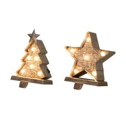 Deals 🎁 Glitzhome® 7.5" Marquee LED 🔔 Christmas Tree & Star Stocking Holder Set 🎁