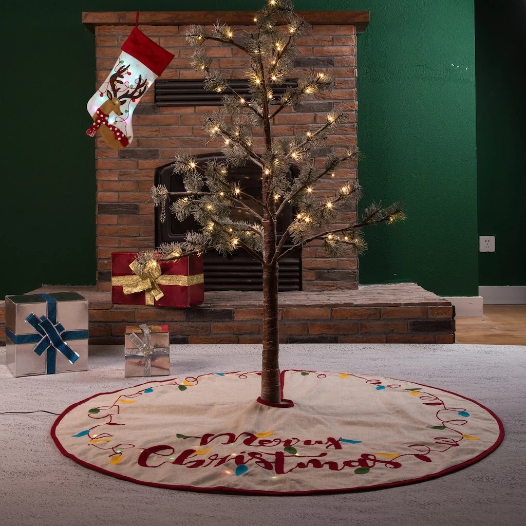 Flash Sale π Glitzhome® LED Embroidered Linen β Christmas Stocking & Tree π Skirt Set β¨ 4 Flash Sale π Glitzhome® LED Embroidered Linen β Christmas Stocking & Tree π Skirt Set β¨ - Image 2