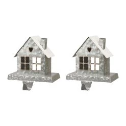 New π₯° Glitzhome® 6" Galvanized House Stocking Holder Set π₯°