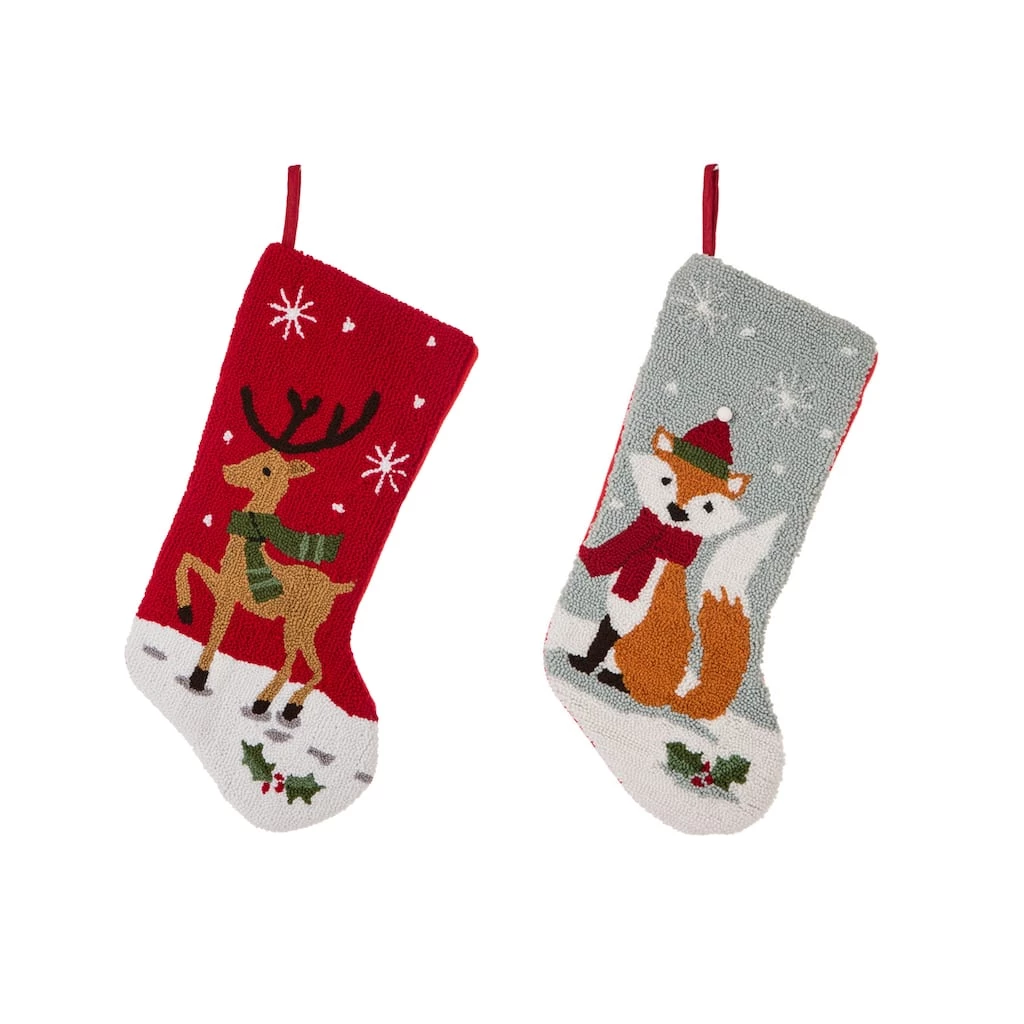 Hot Sale ❤️ Glitzhome® 19" Reindeer & Fox Hooked Stockings, 2ct. ❤️ 3 Hot Sale ❤️ Glitzhome® 19" Reindeer & Fox Hooked Stockings, 2ct. ❤️