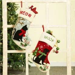 Hot Sale 🧨 Glitzhome® 20" Cat & 🐕 Dog Hooked Stockings, 2ct. 🎉 -Glitzhome Sales D231717S 3
