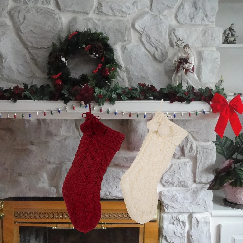 Top 10 π₯ Glitzhome® 24"Knitted π Christmas Stockings with Pom Pom Balls, 2ct. β¨ 6 Top 10 π₯ Glitzhome® 24"Knitted π Christmas Stockings with Pom Pom Balls, 2ct. β¨ - Image 4