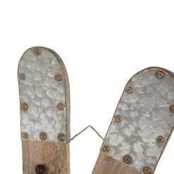 Budget 🌟 Glitzhome® 35" 🎅 Christmas Galvanized Wood Ski Décor 🎁 -Glitzhome Sales D231734S 5