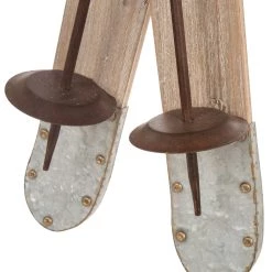 Budget 🌟 Glitzhome® 35" 🎅 Christmas Galvanized Wood Ski Décor 🎁 -Glitzhome Sales D231734S 6