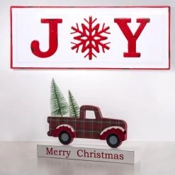 Wholesale 👏 Glitzhome® 13" Wood & Metal Red Truck Tabletop Décor 🔥 -Glitzhome Sales D231749S 3
