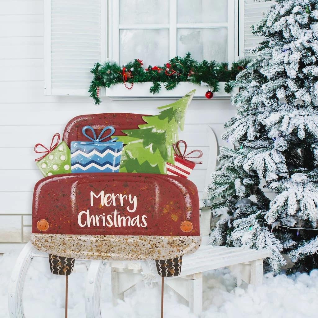 Outlet π Glitzhome® 32" π Christmas Rusty Metal Truck Yard Stake π― 5 Outlet π Glitzhome® 32" π Christmas Rusty Metal Truck Yard Stake π― - Image 3