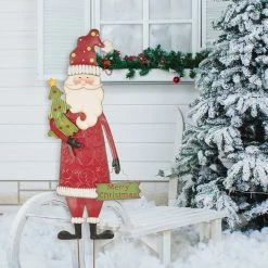 Outlet ✨ Glitzhome® 36" Santa Metal Yard Stake 🥰 -Glitzhome Sales D231769S 3