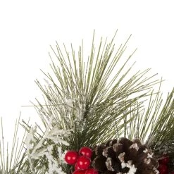 Wholesale 😉 Glitzhome® 24" Flocked Pinecone & Berry Wreath 🎉 -Glitzhome Sales D231794S 5