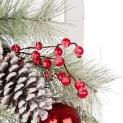 Cheapest ⭐ Glitzhome® Wooden Window Frame with Flocked Pinecone & Ornament Wreath 🤩 -Glitzhome Sales D231798S 5