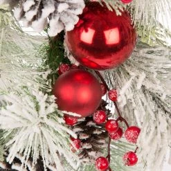 Cheapest ⭐ Glitzhome® Wooden Window Frame with Flocked Pinecone & Ornament Wreath 🤩 -Glitzhome Sales D231798S 6