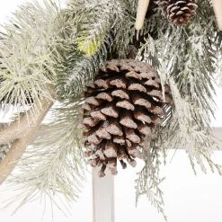 Wholesale 🔔 Glitzhome® Wooden Window Frame with Flocked Pinecone & Antler Wreath ⭐ -Glitzhome Sales D231799S 6