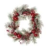 Hot Sale ❤️ Glitzhome® 24" Flocked Pinecone & Red Ornament Wreath ⌛ -Glitzhome Sales D231800S 1