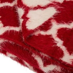 Best Sale ❤️ Glitzhome® Reversible Knitted Nylon Eyelash Yarn Red & White Throw Blanket 👍 -Glitzhome Sales D231850S 4