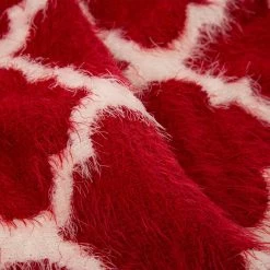 Best Sale ❤️ Glitzhome® Reversible Knitted Nylon Eyelash Yarn Red & White Throw Blanket 👍 -Glitzhome Sales D231850S 8