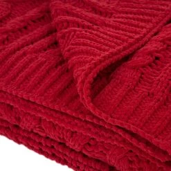 Wholesale ✔️ Glitzhome® Knitted Polyester Red Throw Blanket 💯 -Glitzhome Sales D231925S 5
