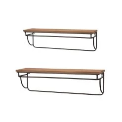 Promo 🔥 Glitzhome® Farmhouse Metal & Wooden Floating Shelf Set ⌛