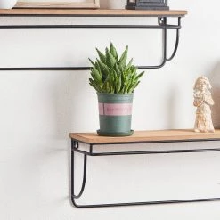 Promo 🔥 Glitzhome® Farmhouse Metal & Wooden Floating Shelf Set ⌛ -Glitzhome Sales D238289S 3