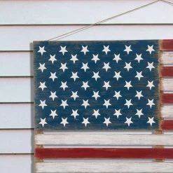 Deals 🎉 Glitzhome® Wooden American Flag Hanging Wall Decor 💯 -Glitzhome Sales D238301S 4