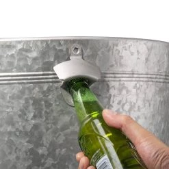 Best deal 🔥 Glitzhome® 26" Galvanized Beverage Tub Accent Table ⭐ -Glitzhome Sales D238302S 5