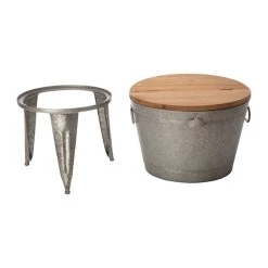 Best deal 🔥 Glitzhome® 26" Galvanized Beverage Tub Accent Table ⭐ -Glitzhome Sales D238302S 7
