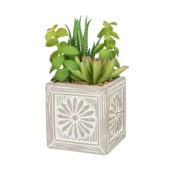 Hot Sale ✔️ Glitzhome® Succulent Trio in Cement Pots 🎁 -Glitzhome Sales D238305S 3