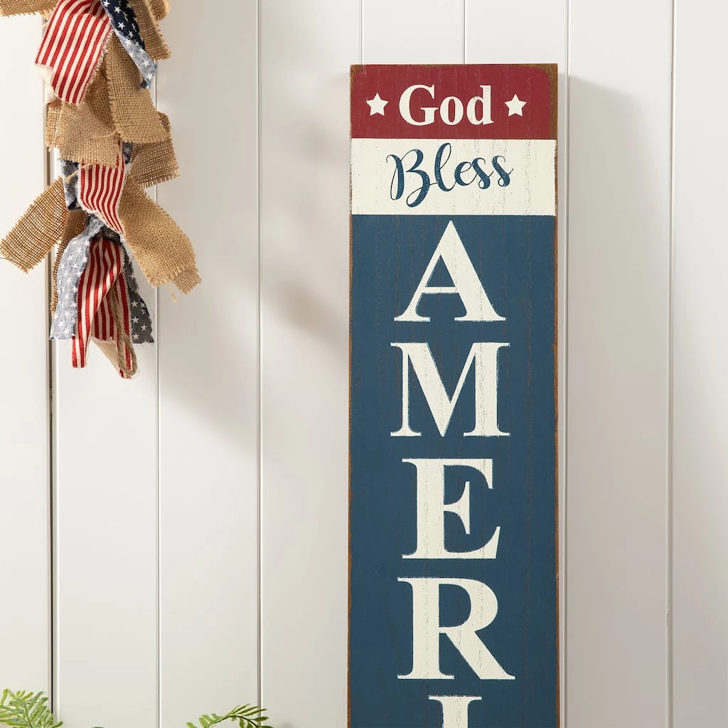 Best Pirce π Glitzhome® Wooden God Bless America Hanging Sign π 6 Best Pirce π Glitzhome® Wooden God Bless America Hanging Sign π - Image 4