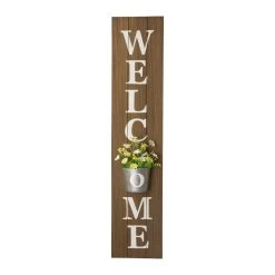 New β€οΈ Glitzhome® 3.5ft. Welcome Porch Sign with Metal Planter π