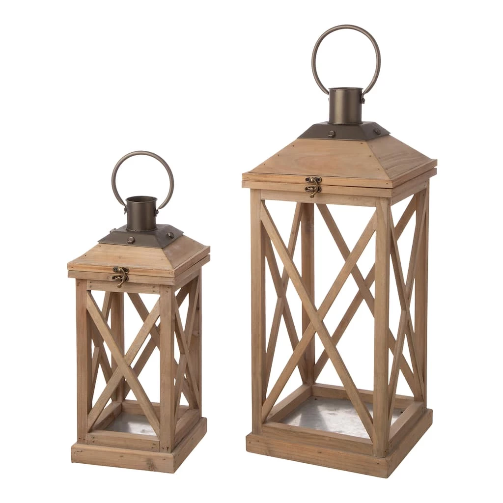 Coupon ๐งจ Glitzhome® Brown Wooden Modern Farmhouse Lantern Set ๐ 3 Coupon ๐งจ Glitzhome® Brown Wooden Modern Farmhouse Lantern Set ๐