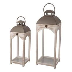 Flash Sale 😍 Glitzhome® White Wooden Modern Farmhouse Lantern Set 🎁
