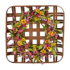 Buy 🌟 Glitzhome® 24" Chrysanthemum Wreath with Bamboo Tobacco Basket 🥰