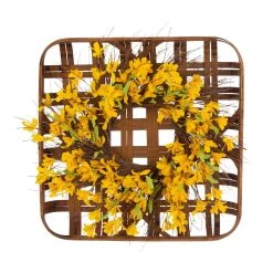 Coupon 🌟 Glitzhome® 24'' Bamboo Tobacco Basket with Winter Jasmine Wreath 🔔