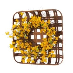 Coupon 🌟 Glitzhome® 24'' Bamboo Tobacco Basket with Winter Jasmine Wreath 🔔 -Glitzhome Sales D238330S 3