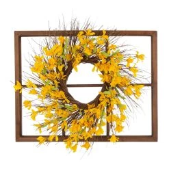 Budget β¨ Glitzhome® 22'' Wooden Window Frame with Winter Jasmine Wreath π