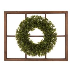 Budget π Glitzhome® 22'' Wooden Window Frame with Boxwood Wreath π