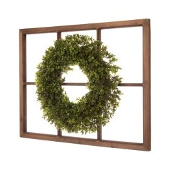 Budget 😍 Glitzhome® 22'' Wooden Window Frame with Boxwood Wreath 🌟 -Glitzhome Sales D238332S 3