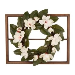 Best Pirce π Glitzhome® 22'' Wooden Window Frame with Magnolia Wreath β