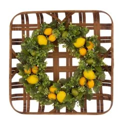 New 🔔 Glitzhome® 24'' Bamboo Tobacco Basket with Lemon Wreath 😉