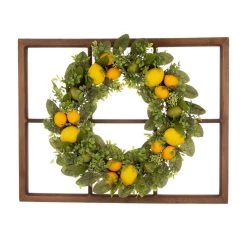 Hot Sale π Glitzhome® 22'' Wooden Window Frame with Lemon Wreath π