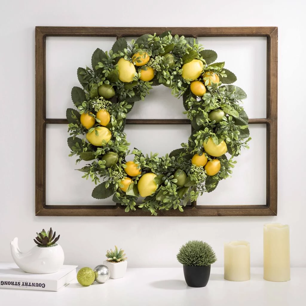 Hot Sale π Glitzhome® 22'' Wooden Window Frame with Lemon Wreath π 4 Hot Sale π Glitzhome® 22'' Wooden Window Frame with Lemon Wreath π - Image 2